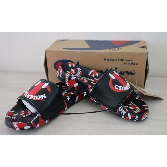 Champion CP101901P Kid's Sz 3 Black/Scarlet IPO Smile Slide Sandals - Picture 4 of 6